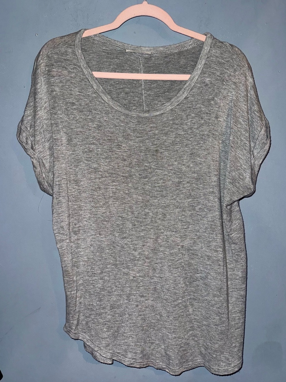 Rebel Society Gray Mineral Wash Relaxed Scoop Neck Tee